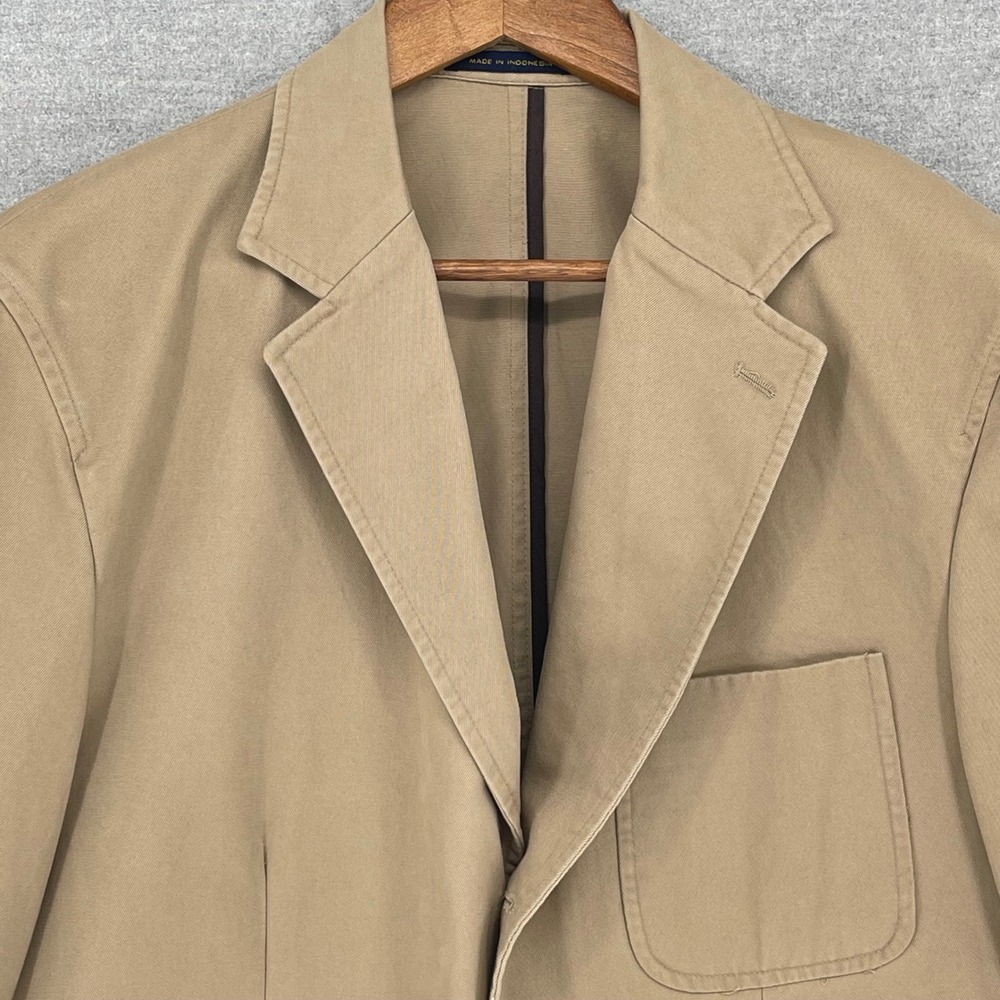 Club Room Mens Khaki 100% Cotton 3-Button Blazer Jacket Large NWT